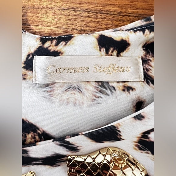 Carmen Steffens stunning animal print dress with snake and cutouts sz small/med - Picture 8 of 13